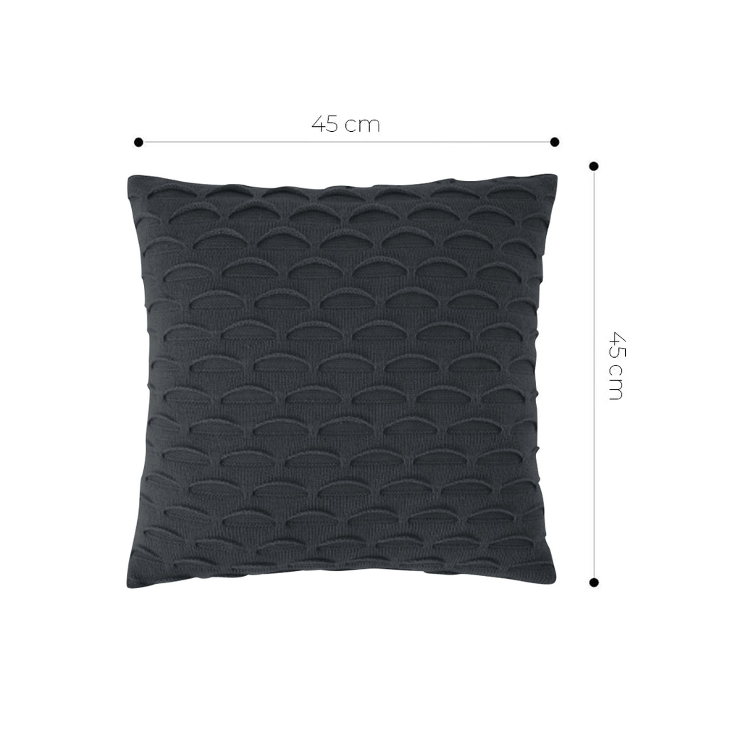 SOGA 2X 45cm Charcoal Gray Scalloped Wave Pillowcase – Textured Decorative Cushion Covers for Modern Home Décor
