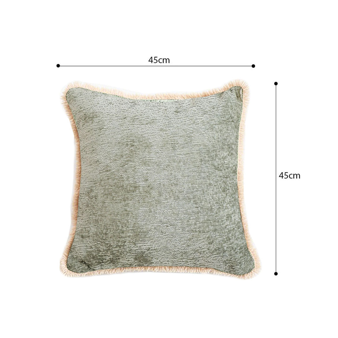 SOGA 2X 45cm Sage Green Velvet Pillowcase with Faux Fur Trim
