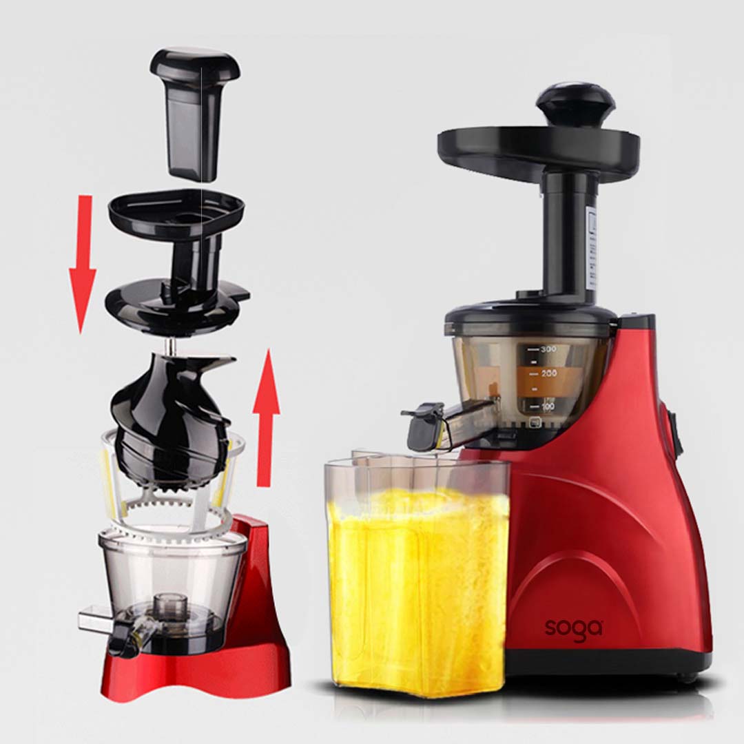 SOGA 2X Slow Juicer Premium Masticating Electric Vegetable Juice Extractor Red