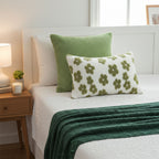 SOGA 3PC Cozy Home Set – Green Diamond Knit Throw Blanket with Decorative Pillow Covers (Weave & Bloom Design)