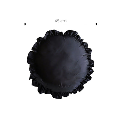 SOGA 45cm Black Vintage Lotus Edge Round Pillowcase – Butterfly Accent