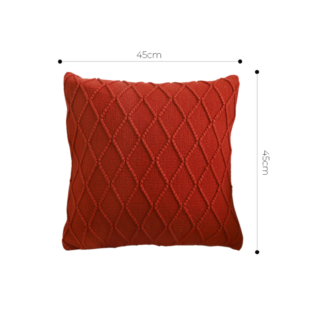 SOGA 2X 45cm Classic Red Diamond Knit Pillowcases – Soft Decorative Cushion Covers for Sofa, Bed & Home Décor