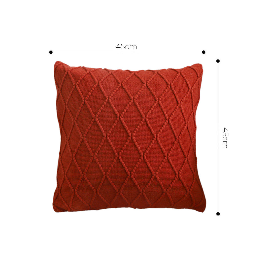 SOGA 2X 45cm Classic Red Diamond Knit Pillowcases – Soft Decorative Cushion Covers for Sofa, Bed & Home Décor