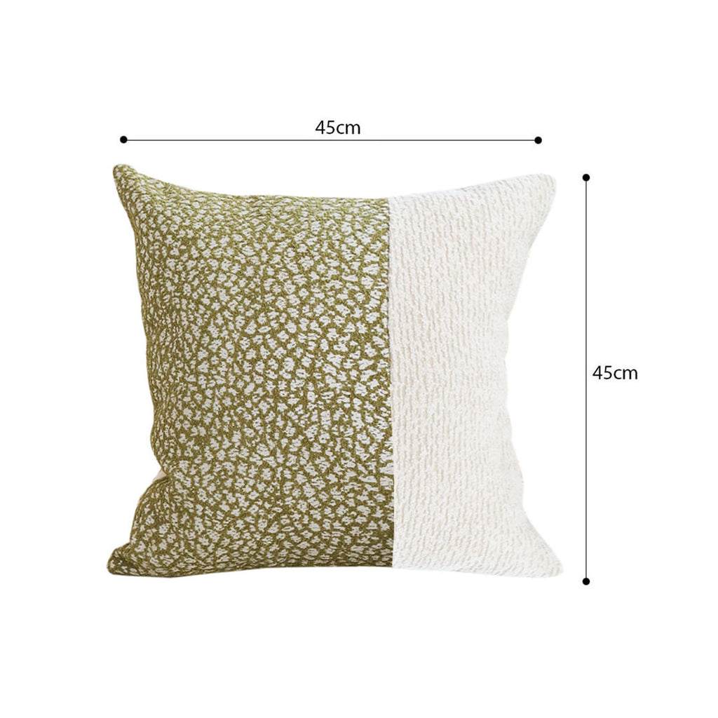 SOGA 45cm Elegant Textured Pillowcase – Modern Green & Cream Accent