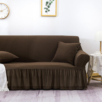 SOGA 4-Seater Coffee Sofa Cover with Ruffled Skirt Couch Protector High Stretch Lounge Slipcover Home Decor