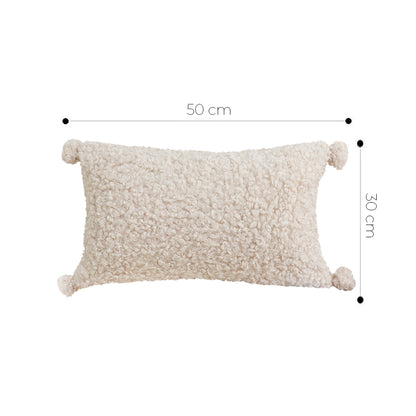 SOGA 30x50cm Cream Bouclé Lumbar Pillow with Corner Tassels