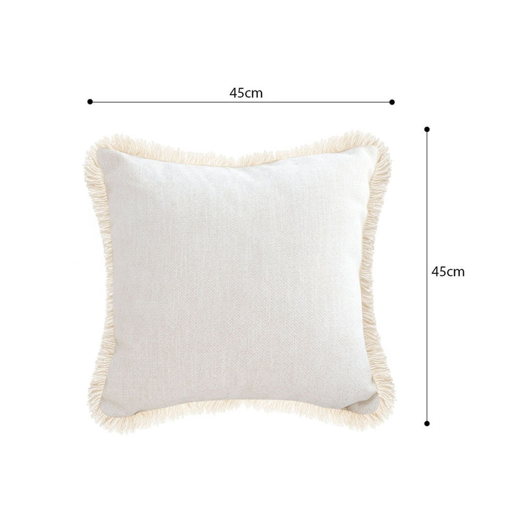 SOGA 42X45 Premium Linen Throw Pillow Cover with Fringe Trim - Cream White