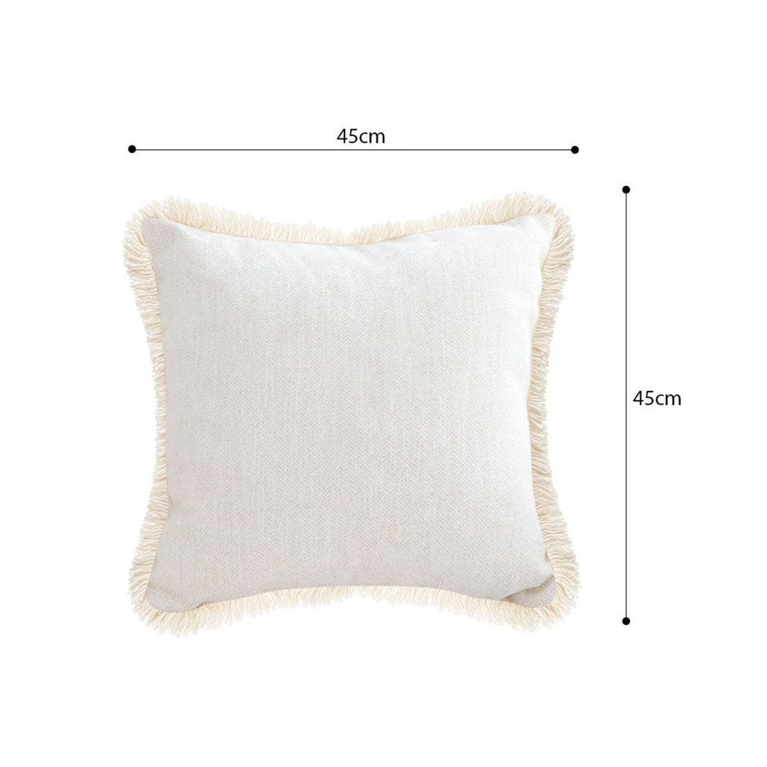 SOGA 42X45 Premium Linen Throw Pillow Cover with Fringe Trim - Cream White