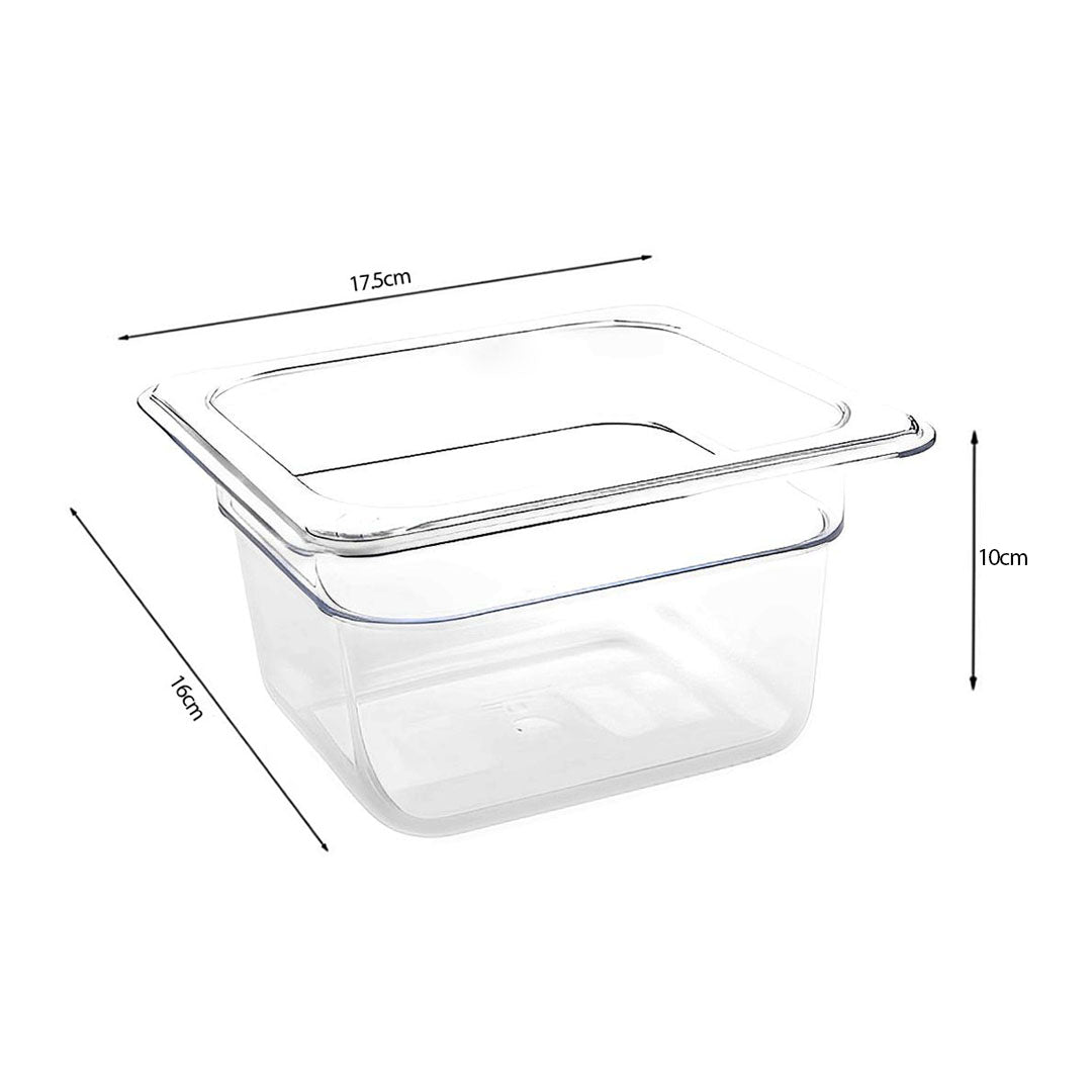 SOGA 100mm Clear Gastronorm GN Pan 1/6 Food Tray Storage Bundle of 4