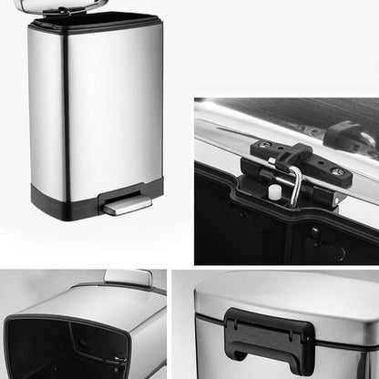 SOGA 2X Foot Pedal Stainless Steel Rubbish Recycling Garbage Waste Trash Bin Rectangular Shape 12L Silver