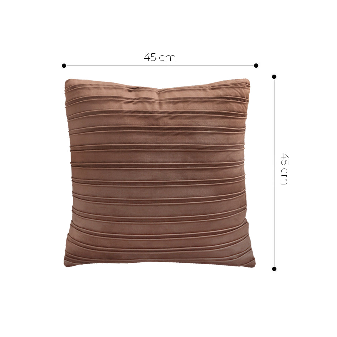 SOGA 2X 45cm Rust Leather-Look Pleated Pillowcase