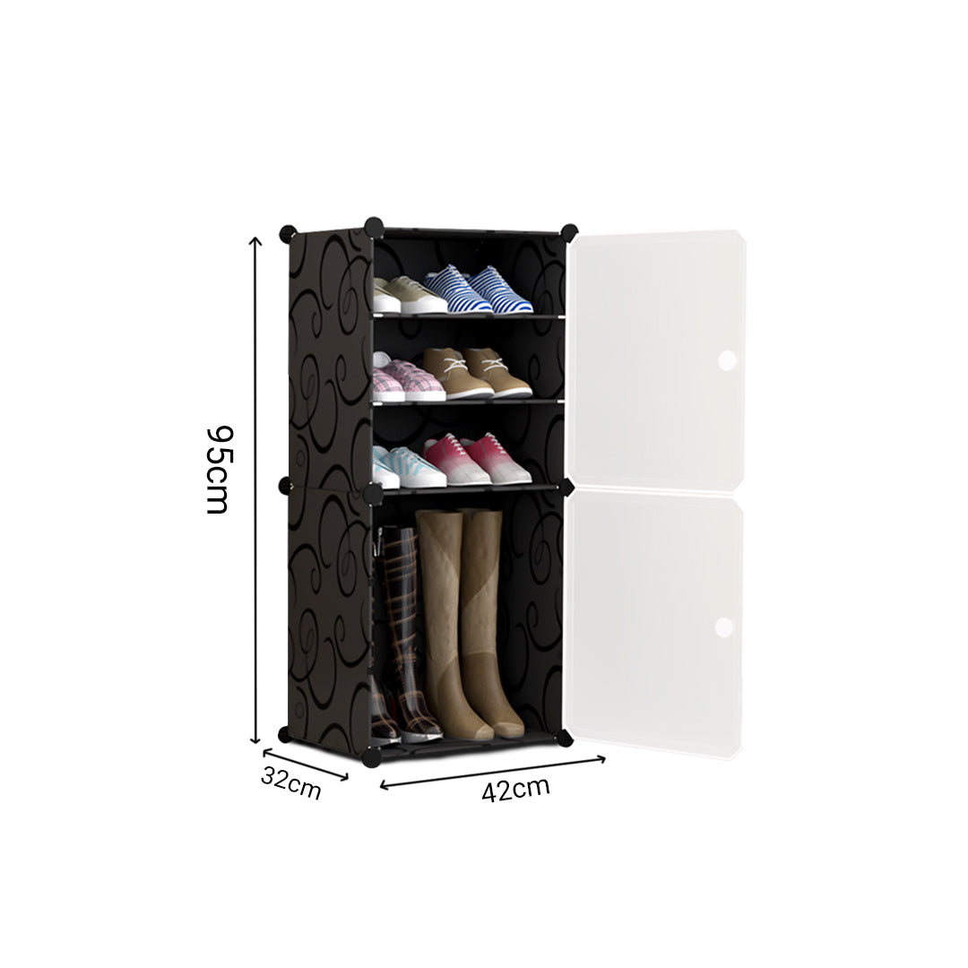 SOGA 4 Tier Shoe Rack Organizer Sneaker Footwear Storage Stackable Stand Cabinet Portable Wardrobe with Cover