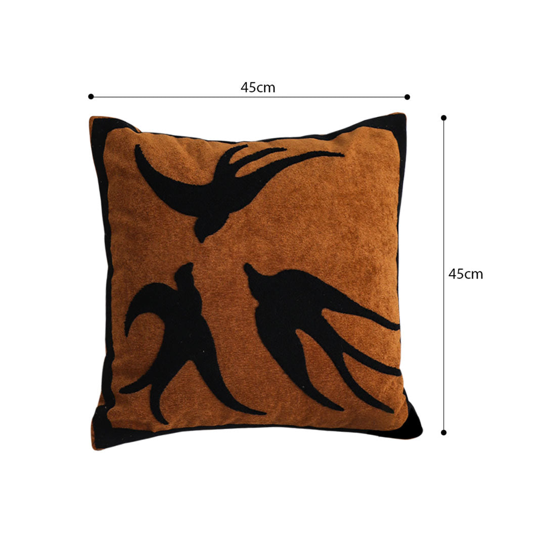 SOGA 2-Pack 45cm Abstract Brown/Orange Velvet Polyester Throw Pillow Cover