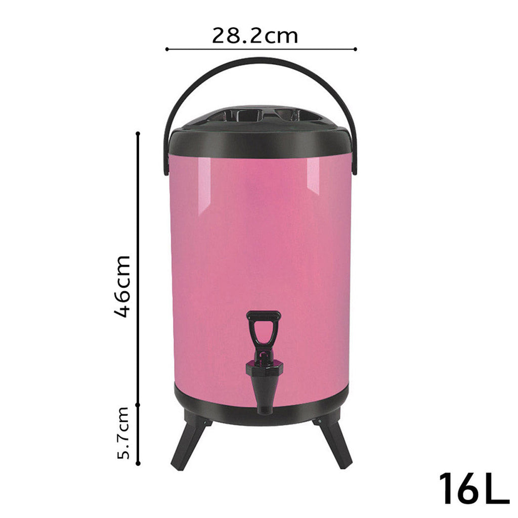SOGA 2X 4.2 Gal Stainless Steel Insulated Milk Tea Barrel Hot and Cold Beverage Dispenser Container with Faucet Pink