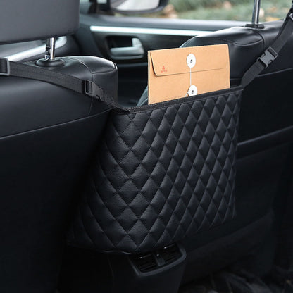 SOGA 4X Black Leather Car Storage Portable Hanging Organizer Backseat Multi-Purpose Interior Accessories Bag