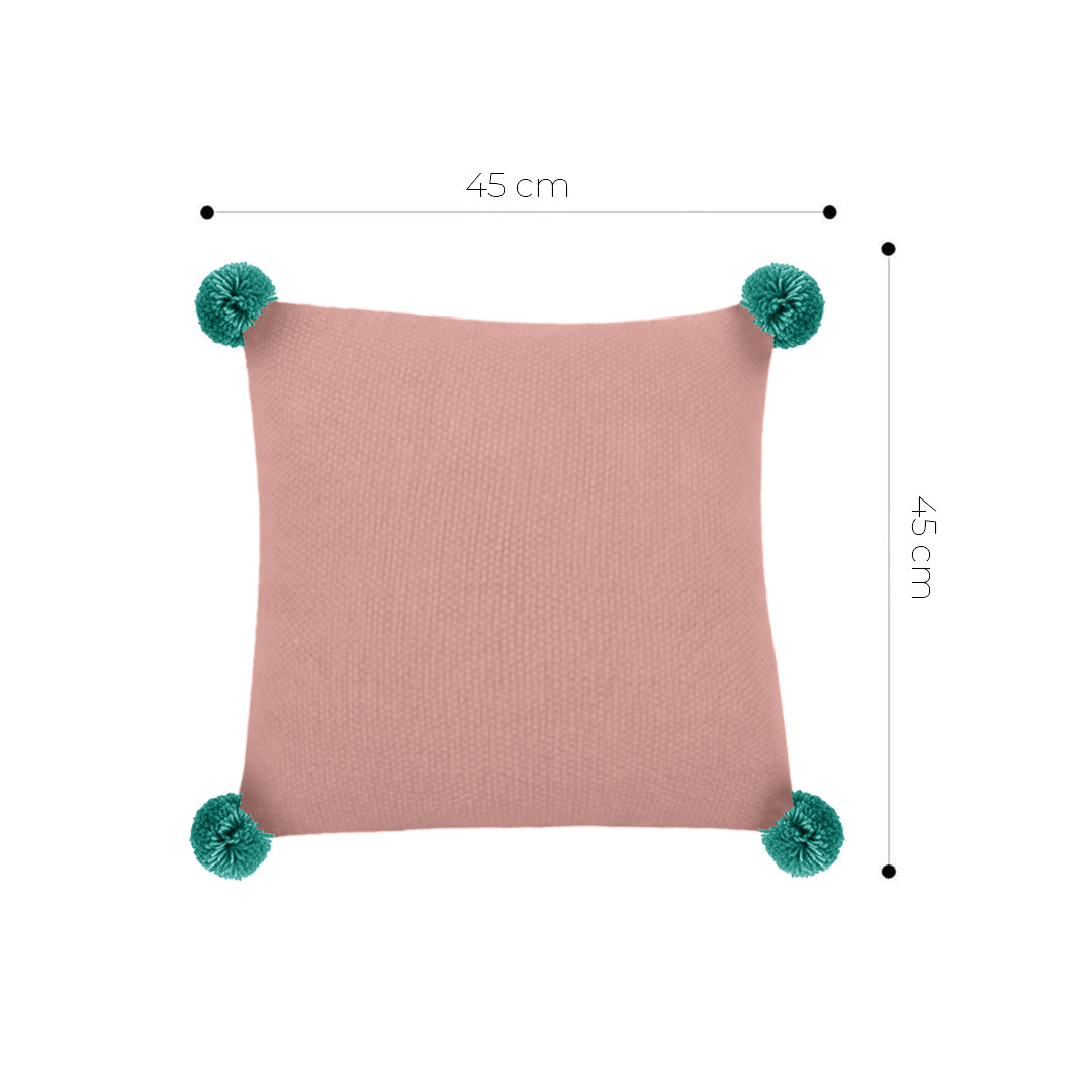 SOGA 45cm Ribbed Knit Pillowcase with Pom-Poms (Dusty Rose)