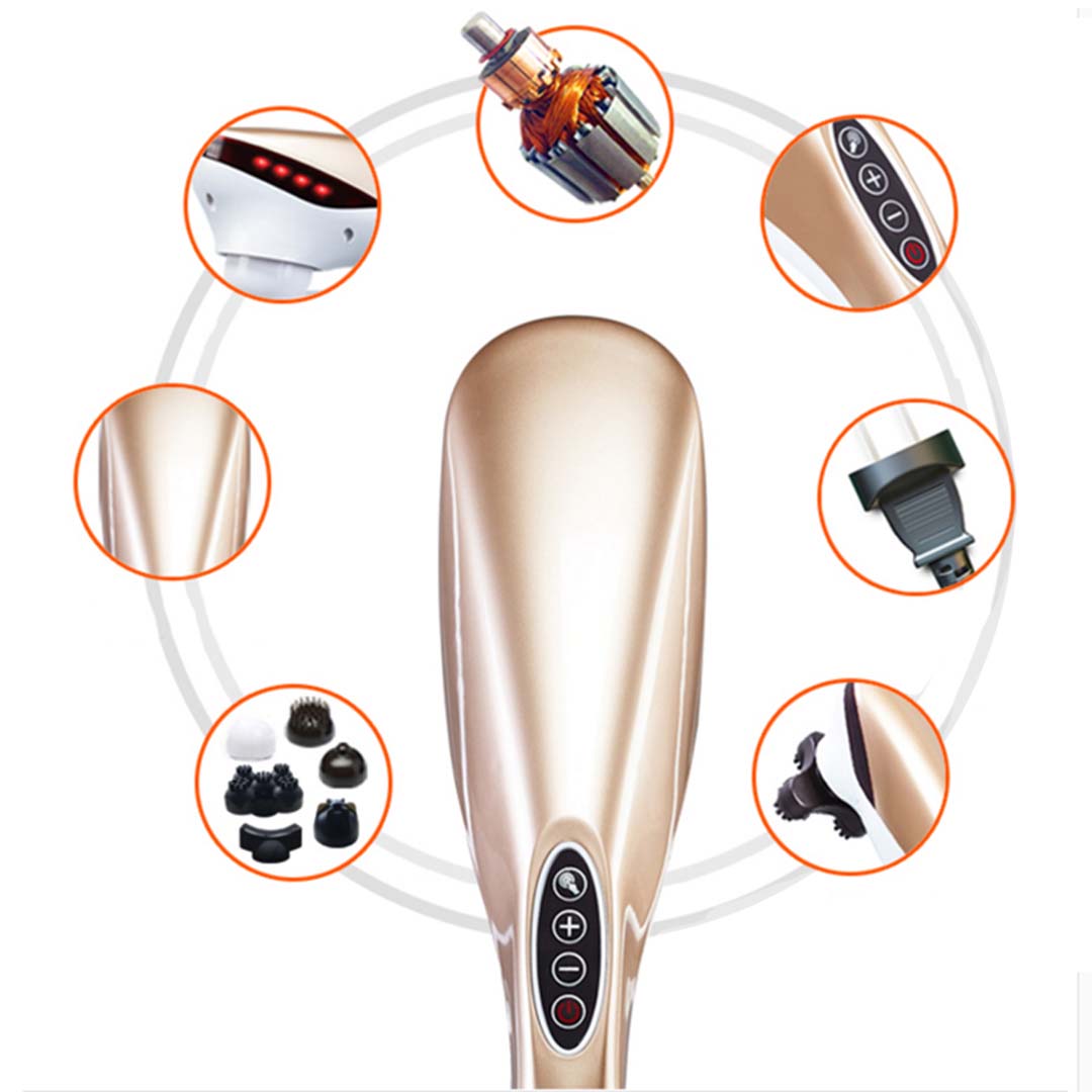 SOGA 2X 6 Heads Portable Handheld Massager Soothing Stimulate Blood Flow Gold