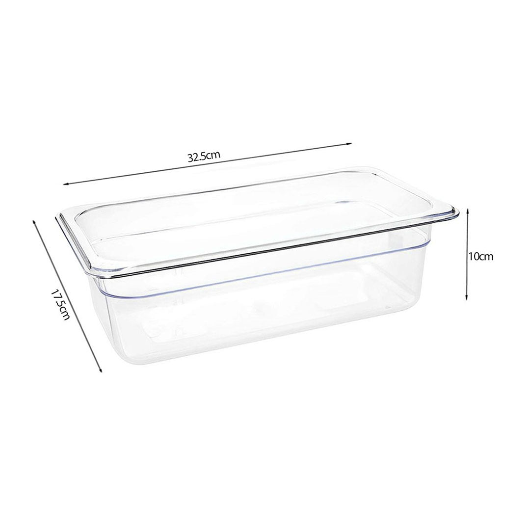 SOGA 100mm Clear Gastronorm GN Pan 1/3 Food Tray Storage Bundle of 2 with Lid