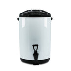 SOGA 10L Stainless Steel Insulated Milk Tea Barrel - Hot and Cold Beverage Dispenser Container with White Faucet