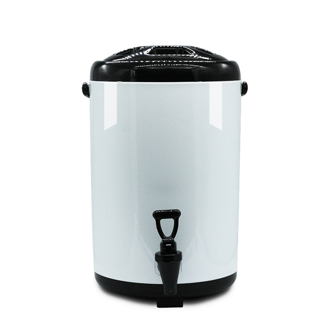 SOGA 10L Stainless Steel Insulated Milk Tea Barrel - Hot and Cold Beverage Dispenser Container with White Faucet