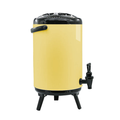 SOGA 8X 18L Stainless Steel Insulated Milk Tea Barrel Hot and Cold Beverage Dispenser Container with Faucet Yellow