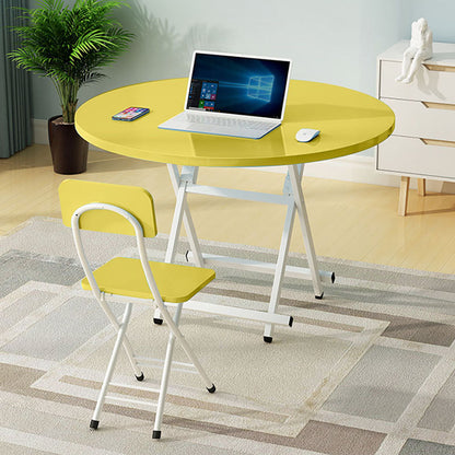 SOGA 2X Yellow Dining Table Portable Round Surface Space Saving Folding Desk Home Decor