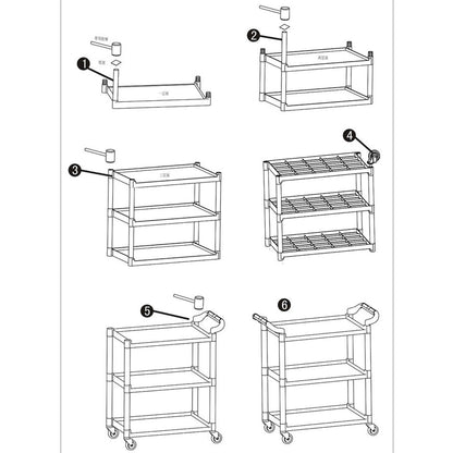 SOGA 2x 3 Tier Food Trolley Food Waste Cart w/ 2 Bins Storage Kitchen Small