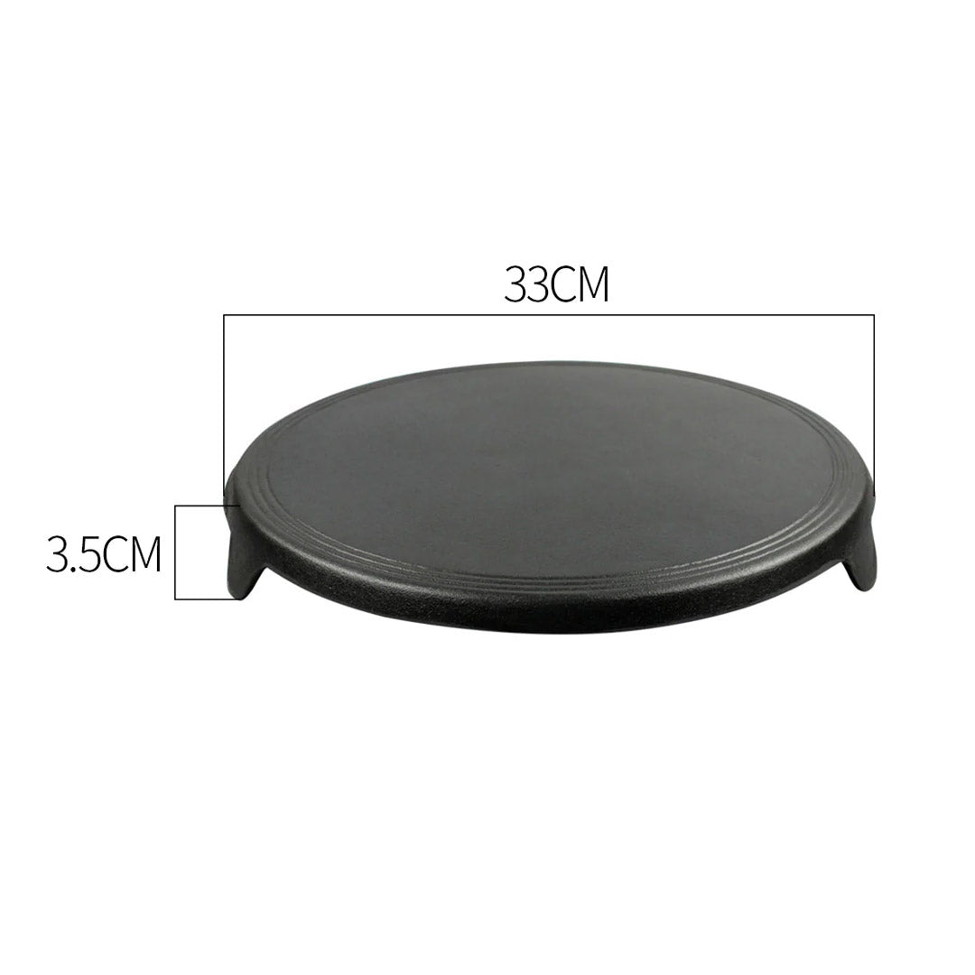 SOGA 2X 33CM Reversible Round Cast Iron Crepes Pan Baking Cookie Pancake Pizza Bakeware