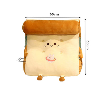 SOGA 2X Smiley Face Toast Bread Wedge Cushion Stuffed Plush Cartoon Back Support Pillow Home Decor