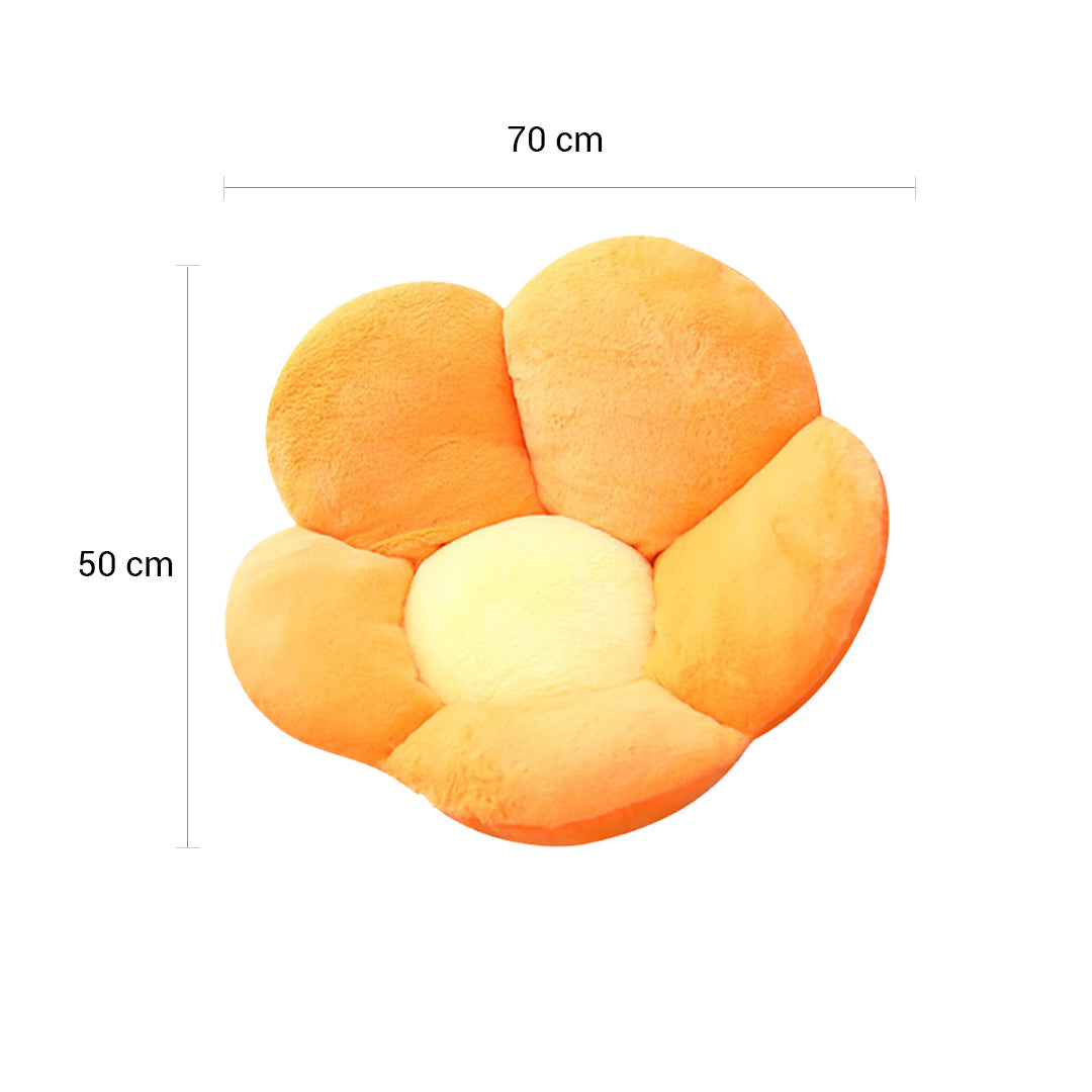 SOGA 2X Orange Whimsical Big Flower Shape Cushion Soft Leaning Bedside Pad Floor Plush Pillow Home Decor