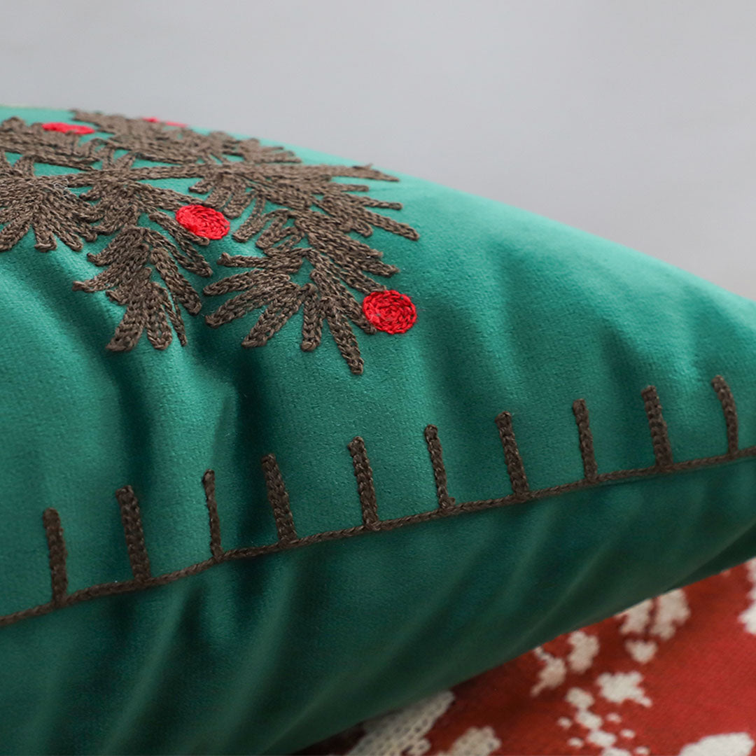 SOGA 45cm Christmas Tree Trio Pillowcase (Green)
