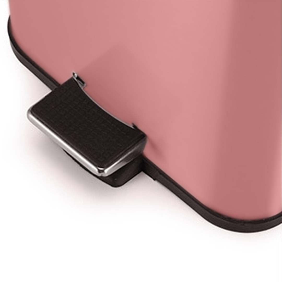 SOGA Foot Pedal Stainless Steel Rubbish Recycling Garbage Waste Trash Bin Square 6L Pink