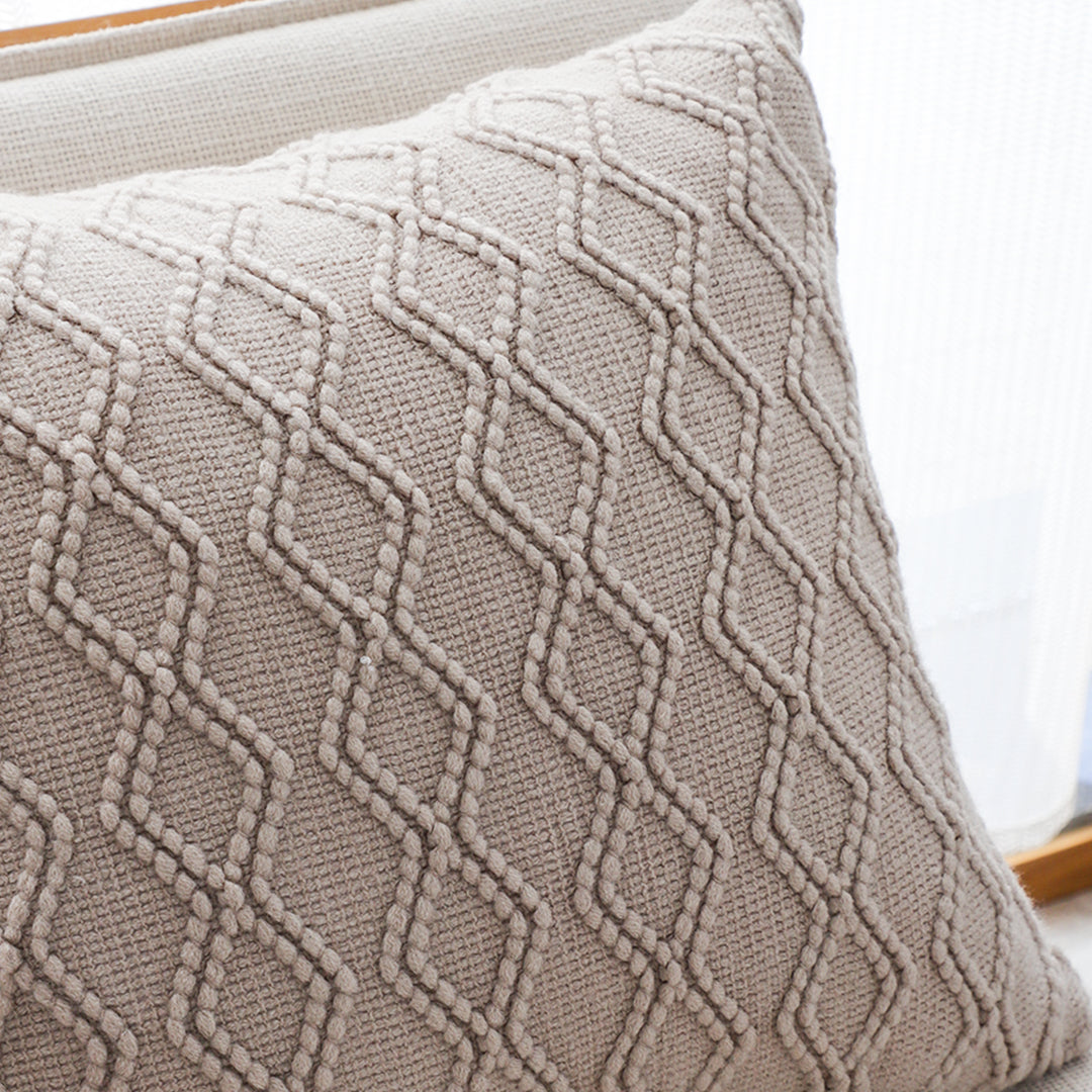 SOGA 2X 45cm Warm Beige Diamond Knit Pillowcases – Soft Decorative Cushion Covers for Sofa, Bed & Home Décor