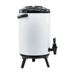 SOGA 8L Stainless Steel Insulated Milk Tea Barrel Hot and Cold Beverage Dispenser Container with Faucet White