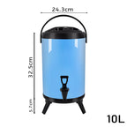 SOGA 8X 2.6 Gal Stainless Steel Insulated Milk Tea Barrel Hot and Cold Beverage Dispenser Container with Faucet Blue
