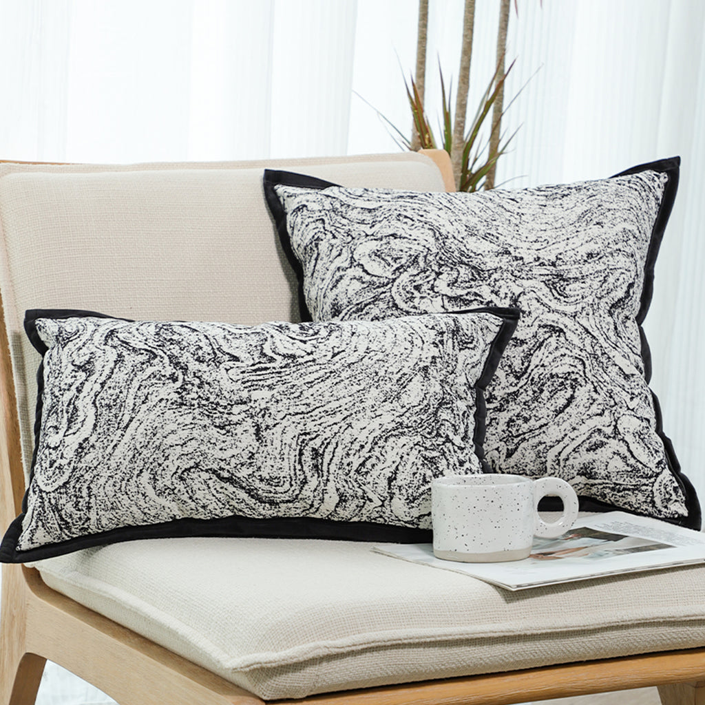 SOGA 45cm Abstract Square Pillowcase with Black Edging