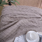 SOGA Set of 2 Acrylic Knitted Throw Blankets – Diamond Pattern, Cozy Woven Covers with Tassels for Couch, Bed, Sofa & Home Decor, Coffee