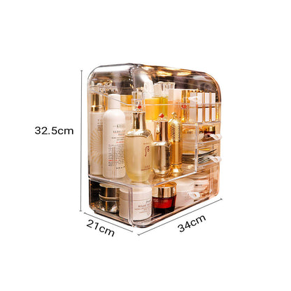 SOGA Transparent Cosmetic Storage Box Clear Makeup Skincare Holder with Lid Drawers Waterproof  Dustproof Organiser