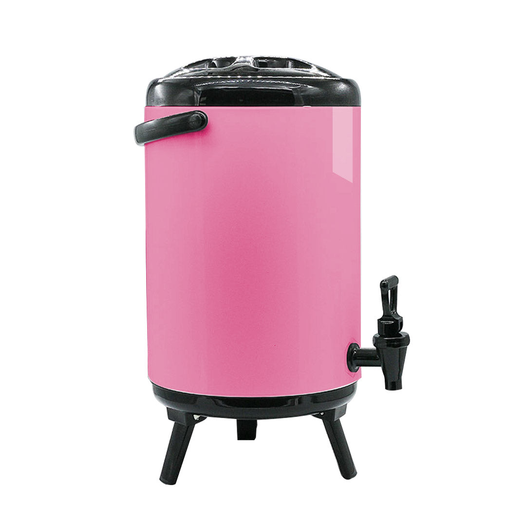 SOGA 8X 14L Stainless Steel Insulated Milk Tea Barrel Hot and Cold Beverage Dispenser Container with Faucet Pink