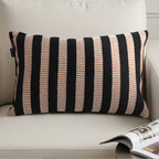 SOGA 30x50cm Black & Tan Striped Rectangular Pillowcase