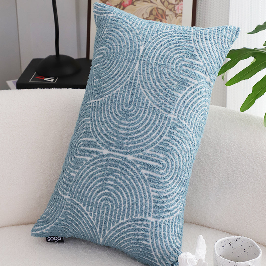 SOGA 30x50cm Blue Geometric Lumbar Pillowcase for Indoor & Outdoor Home Decor