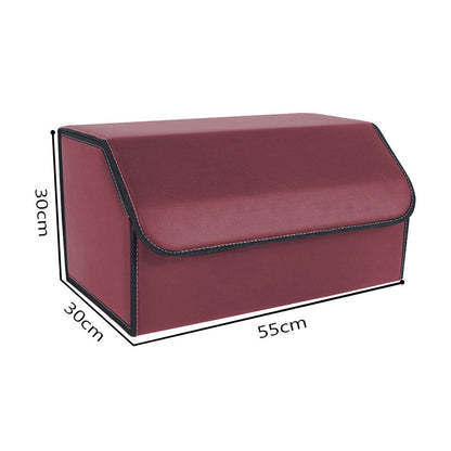 SOGA 4X Leather Car Boot Collapsible Foldable Trunk Cargo Organizer Portable Storage Box Red Large