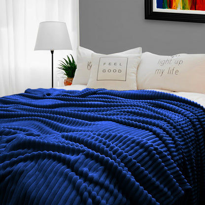 SOGA Throw Blanket Warm Cozy Striped Pattern Thin Flannel Coverlet Fleece Bed Sofa Comforter