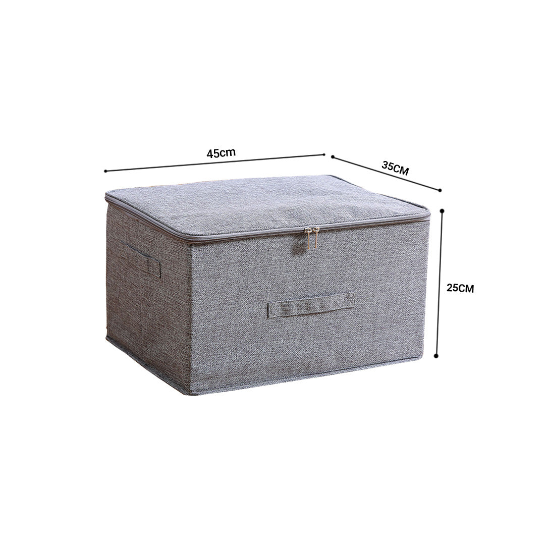 SOGA 2X Grey Large Portable Double Zipper Storage Box Moisture Proof Clothes Basket Foldable Home Organiser