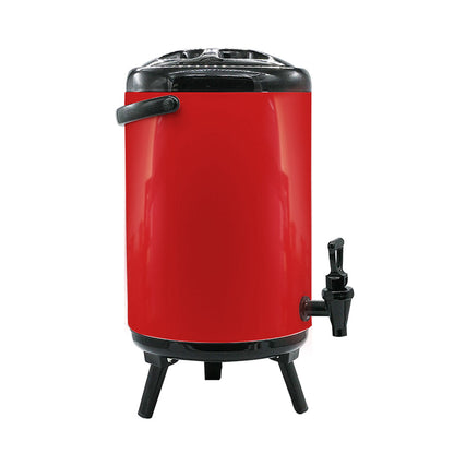 SOGA 8X 16L Stainless Steel Insulated Milk Tea Barrel Hot and Cold Beverage Dispenser Container with Faucet Red