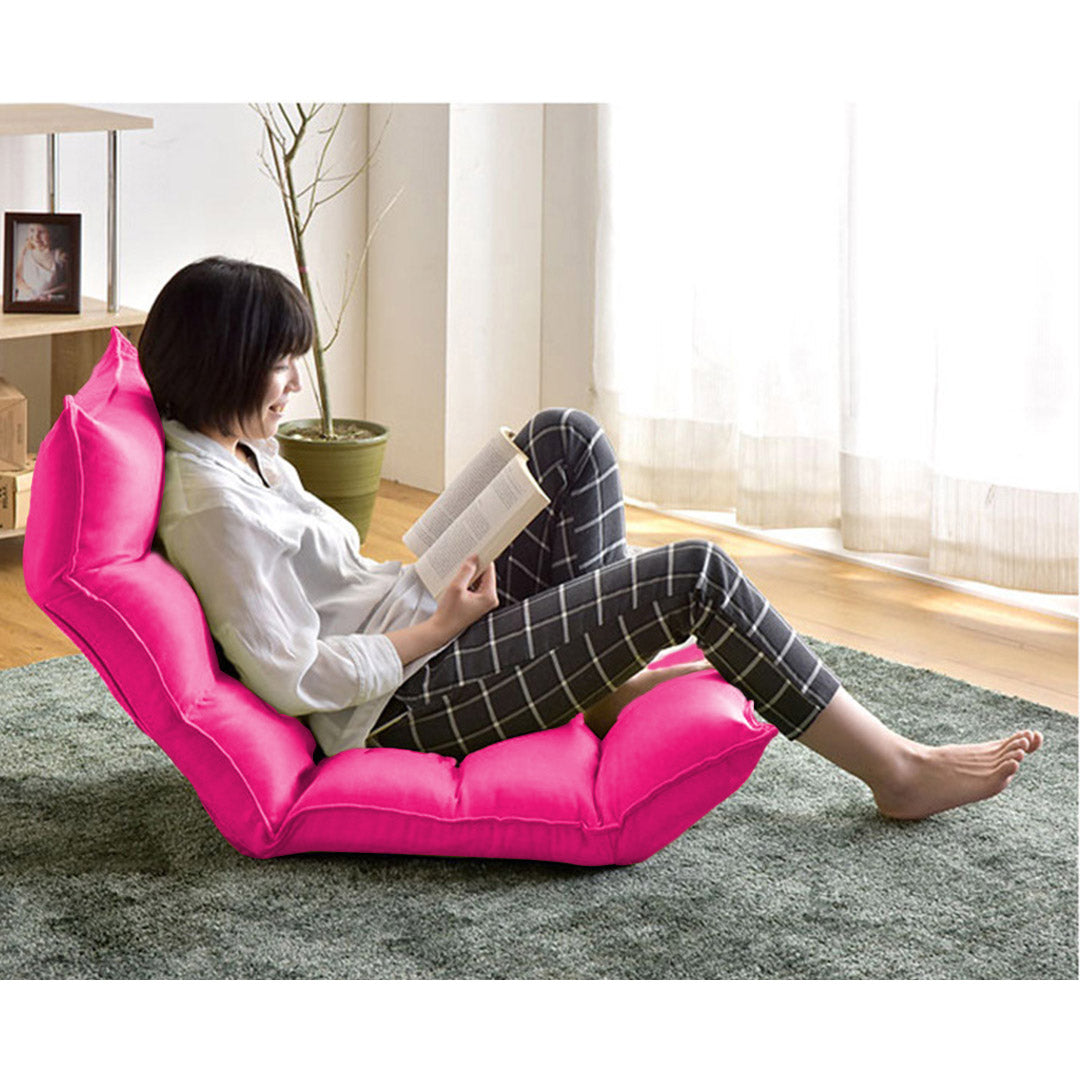 SOGA 2X Foldable Tatami Floor Sofa Bed Meditation Lounge Chair Recliner Lazy Couch Pink