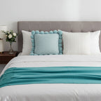 SOGA 3PC Cozy Knit Set – Teal Throw Blanket with Decorative Knitted Pillow Covers (Blue Ribbed & Cable Knit Design)