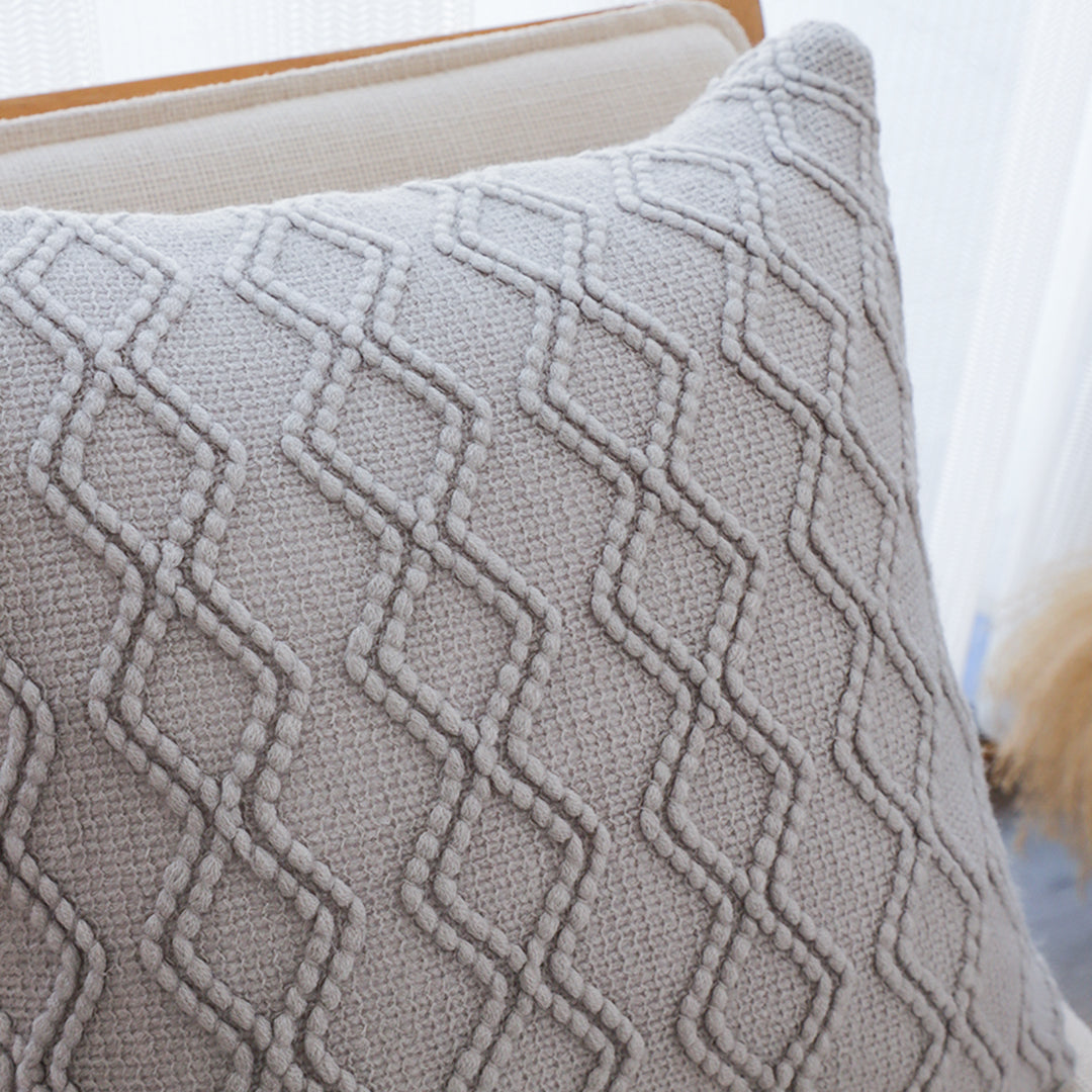 SOGA 45cm Light Gray Diamond Knit Pillowcase