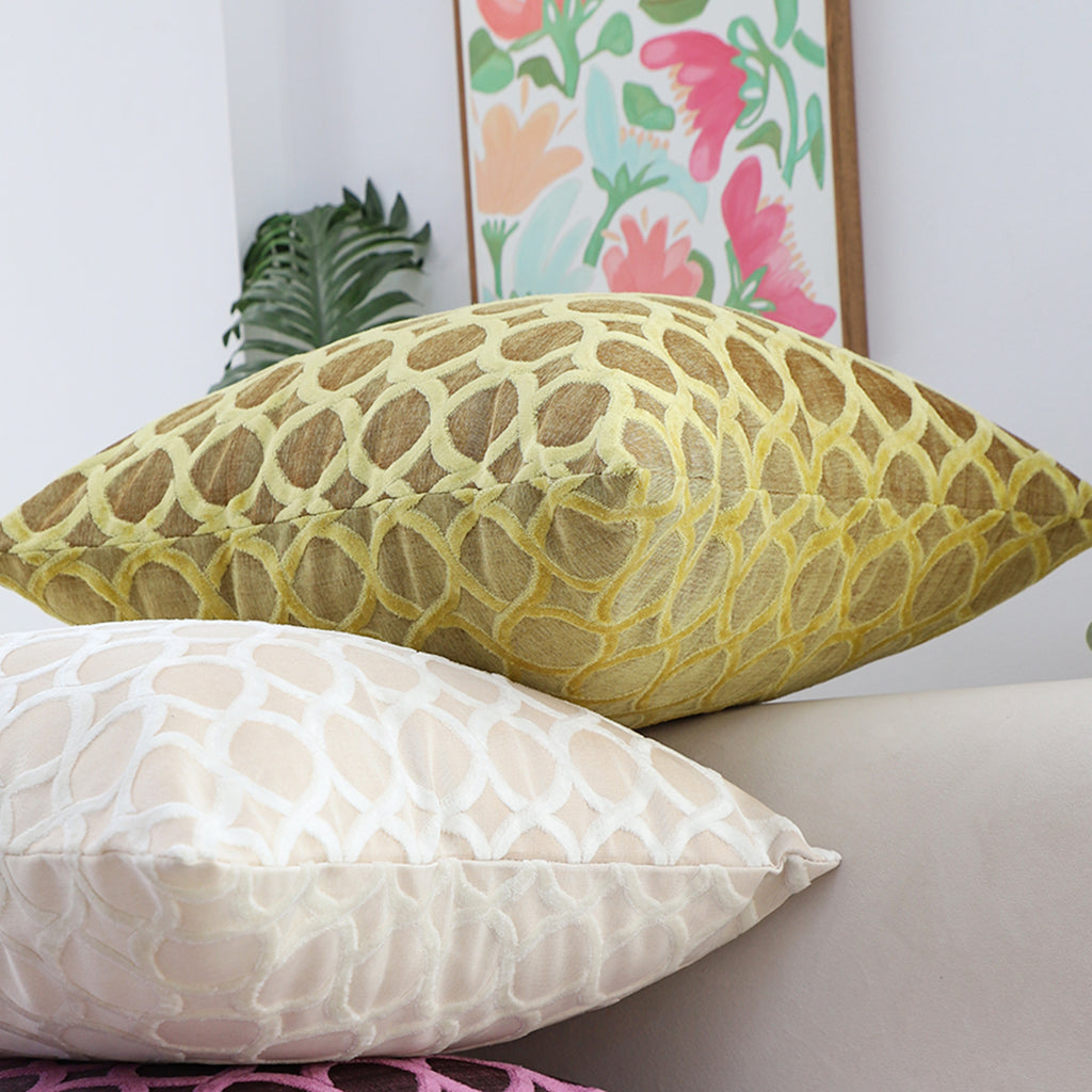 SOGA 45cm Geometric Lattice Pillowcase (Yellow)
