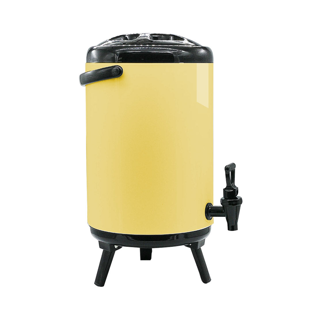 SOGA 12L Stainless Steel Insulated Milk Tea Barrel Hot and Cold Beverage Dispenser Container with Faucet Yellow